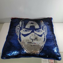 Marvel Avengers Reversible Sequins Pillow Blue Back Side Avenger / Iron Man - £11.95 GBP