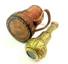 Brass Nautical Spyglass Vintage Leather Pirate Antique Telescope Gift - £23.25 GBP