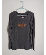 Harley Davidson Long Sleeve Gray Tee Women&#39;s Size XL - $463.01 MXN
