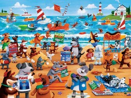 Framed canvas art print giclee funny animals dogs beach ocean sea life - £31.64 GBP+