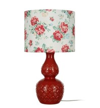 Pioneer Woman ~ VINTAGE FLORAL ~ RED Finish ~ Ceramic Base Table Lamp ~ 9&quot; x 16&quot; - £44.83 GBP