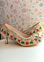 Womens Pencil heels trendy motif pearl embellished mules US Size 5-10 Go... - $39.99