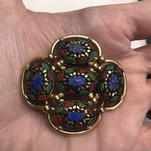 Sarah Coventry Signed 1960s Brooch Pin Light of the East Mosaic Gold Tone - £11.82 GBP