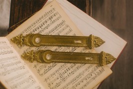 2 pcs Antique brass door lock plates. Vintage door decor. French baroque... - £51.51 GBP