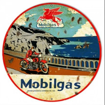 Mobil oil gas station company faux vintage ad steel metal sign - £69.65 GBP