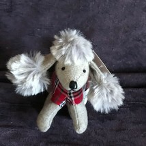 Gently Used Mon Ami Small Light Gray Poodle Dog Stuffed Animal Backpack Hanger  - £9.16 GBP