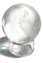 Earth World Round Paperweight Sun-catcher Crystal Clear Glass Design 3&quot; - £21.14 GBP