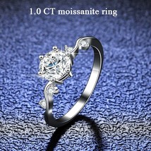 Real Moissanite Rings For Women 1ct Round Diamond Ring With Floral Border Sterli - £54.58 GBP