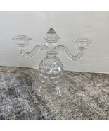 VINTAGE CLEAR GLASS AMERICAN FOSTORIA BELL SHAPE CANDLE HOLDER CANDELABRA - $44.95