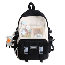 Fashion Lady Canvas Travel Backpack Cute Bookbag Student Black Schoolbag For Gir - $46.99