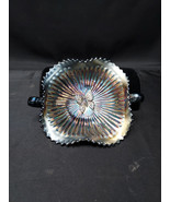 Early 1900s Northwood Butterfly Blue Amethyst Carnival Glass Bon Bon Rin... - $37.39