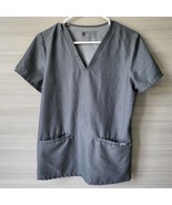 FIGS Technical Collection Gray V Neck Short Sleeves 2 pocket Scrub Top W... - £23.70 GBP