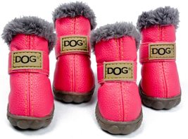 Qiao Niuniu Fur Lined Waterproof Skidproof Dog Boots, Size 2/Pink - £14.33 GBP