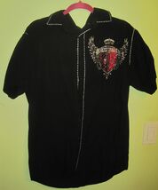 RAWYALTY COUTURE RHINESTONE Black Western Style Button Shirt Sz Large - $65.00