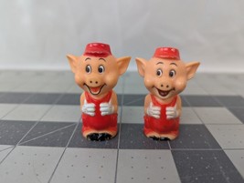 Three Little Pigs Figure Plastic Lot of 2 Red 2 Inch Vintage - £10.01 GBP