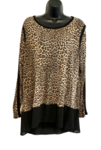 MICHAEL Michael Kors Leopard Print Ladies Top Tunic Black Sheer Size 1X - £19.12 GBP