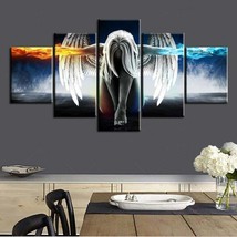 Multi Panel Print Angel Fire And Ice Canvas 5 Piece Wall Art Heaven Wings Woman - £22.23 GBP+
