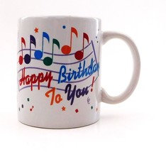 PBC Happy Birthday  Cup Mug Coffee Tea Music Notes Stars Confetti    Vin... - £15.31 GBP