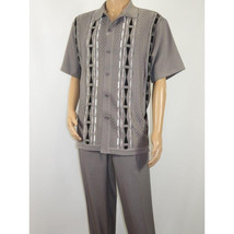 Men Silversilk 2pc Walking Leisure Matching Suit Italian Woven Knits 71032 Gray image 4