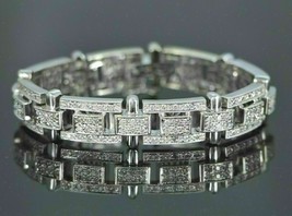 10Ct Round Cut Simulated Diamond Men&#39;s Tennis Bracelet 14K White Gold Plated - £171.78 GBP
