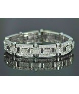 10Ct Round Cut Simulated Diamond Men&#39;s Tennis Bracelet 14K White Gold Pl... - $336.04 CAD