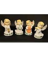 Vintage Set of 4 Porcelain Bisque Musical Christmas Angels Hand Painted ... - €20,99 EUR