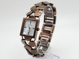 Fossil ES-1716 Brown MOP Square Dial Stainless Watch Women New Battery 20mm - £21.99 GBP