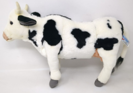 Hansa Realistic Holstein Friesian Black White Milk Cow Farm Animal Plush VTG - £34.10 GBP