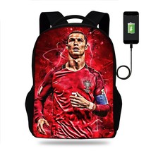 Newest Cristiano Ronaldo Multifunction Backpack Women Men USB Laptop Travel Bags - £47.60 GBP