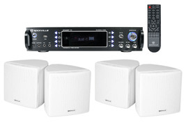 Rockville 1000 Watt Home Theater Bluetooth Receiver+(4) 3.5&quot; White Cube Speakers - £345.31 GBP