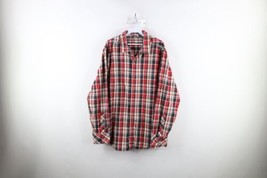 Vintage Horny Toad Mens Large Faded Organic Cotton Collared Button Shirt Plaid - £27.55 GBP