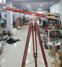 Nautical Floor Standing Solid Brass/Leather Griffith Astro Telescope 64&quot; - £148.22 GBP