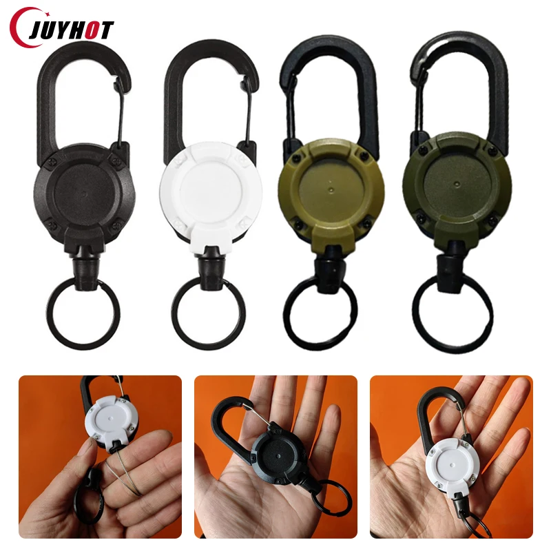 Able wire rope anti theft tactical keychain clip pull recoil sporty key ring telescopic thumb200