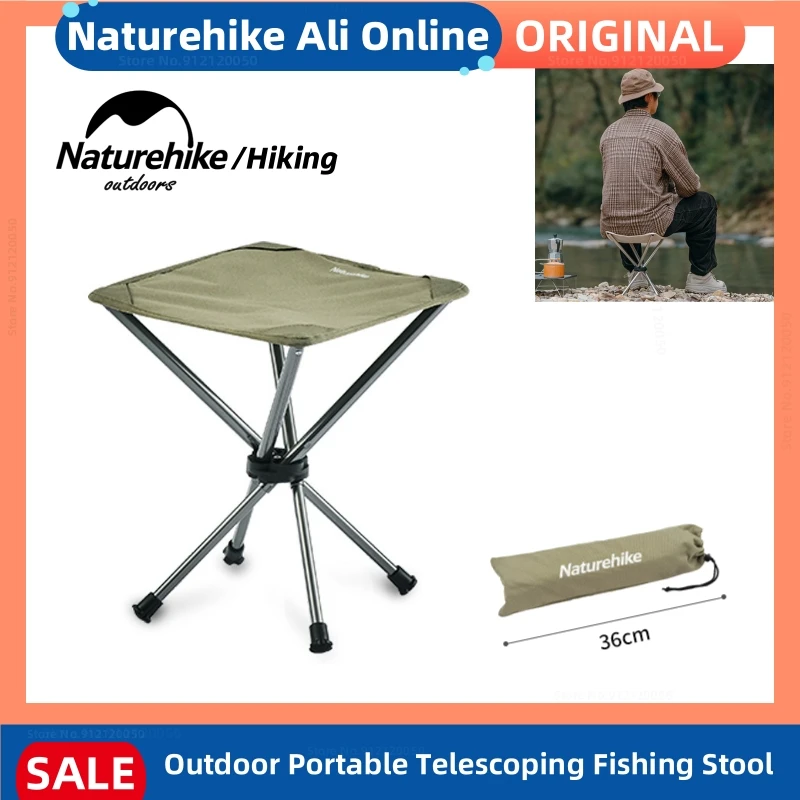 Naturehike Fishing Chair Camping Telescopic Four Corner Stool Outdoor Tr... - £31.02 GBP