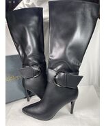 Modatope Knee High Boots Women Size 9 BLACK Faux Leather Pointed Toe NEW - $26.38