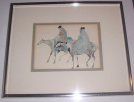 1990 Carol Grigg &quot;Guardians&quot; Framed Reproduction Native Indian Litho Print - £59.06 GBP