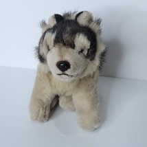 Husky Timber Wolf Dog Jaag Plush Realistic Stuffed Animal 8&quot; Sitting Bro... - £18.19 GBP