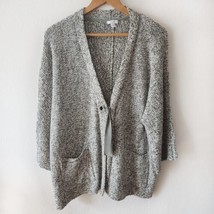 J Jill Kimono-Style Front Tie Closure Grey Marl Cotton Cardigan Sweater ... - £29.75 GBP
