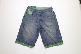Vintage Pepe Jeans Mens 36 Distressed Baggy Denim Jean Shorts Jorts Plaid Blue - $59.35
