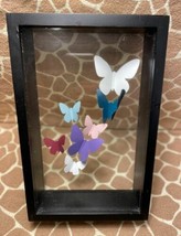 Butterfly Shadow Box with 7 Metal Butterflies Pastel Colors Wall Hanging - £23.90 GBP