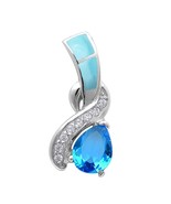 Sterling Silver Blue Topaz &amp; Natural Larimar Pendant - $1,187.90 MXN