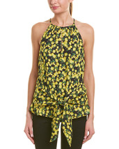 Parker Lemon Print Yellow Top Halter Front Tie Chiffon Blouse Sz XS NWT ... - £76.48 GBP