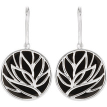 Sterling Silver Onyx Floral Inspired Earrings - £146.29 GBP