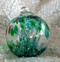 Hanging Glass Ball 3&quot; Diameter Aqua, Green &amp; Purple Witch Ball (1) WB25 - £13.24 GBP