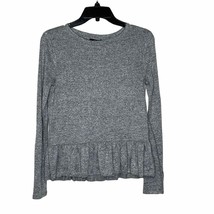 Gap T-Shirt Top Size XS Gray Heather Womens Ruffled Bottom Stretch Blend - £14.07 GBP