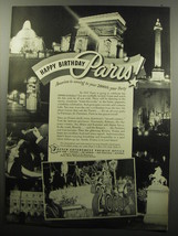 1951 French Government Tourist Office Ad - Happy Birthday Paris - £14.54 GBP