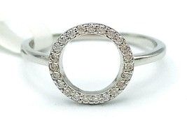 Sterling Silver Channel Set CZ Open Circle Ring Signed L Size 5 - £20.57 GBP
