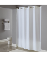 Hookless White Shower Curtain Plainweave Polyester 71&quot; x 80&quot; W/ Corner M... - $19.79