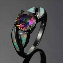 Womens Ring  Fire Opal Rings in Black Gold AAA Zircon Ring  2021 new design ring - £11.18 GBP