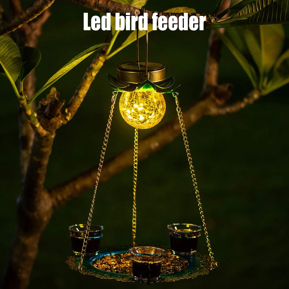 Solar Powered Birds Feeder Outdoor Hanging Waterproof Birds Food Tray Garden  Fl - £113.75 GBP